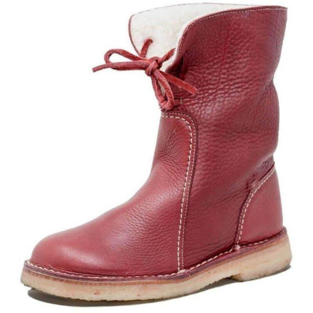 Gemma | Lace-Up Ankle Boots with Contrast Sole and Textured Leather Upper