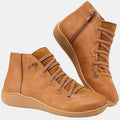 Pair of lace-up ankle boots with side zipper and cushioned sole in a casual everyday style._0
