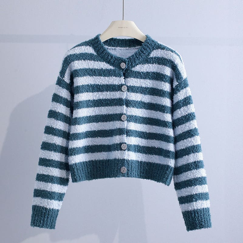 Millie | Striped Cardigan With Cropped Button Front