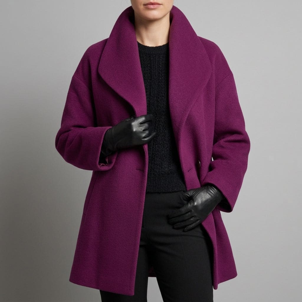 Sarah | Long Coat with Wide Collar and Button Front Closure