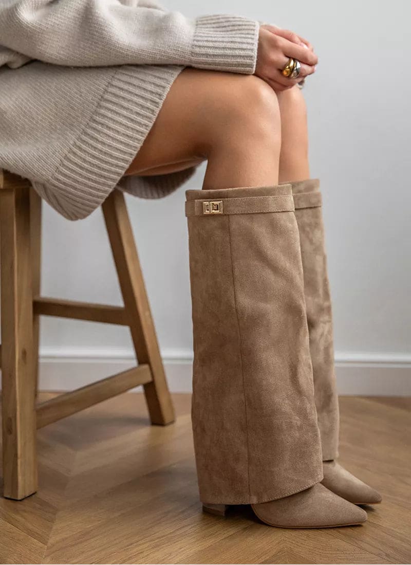 Freya | Mid-Calf Boots with Block Heel and Turnlock Hardware