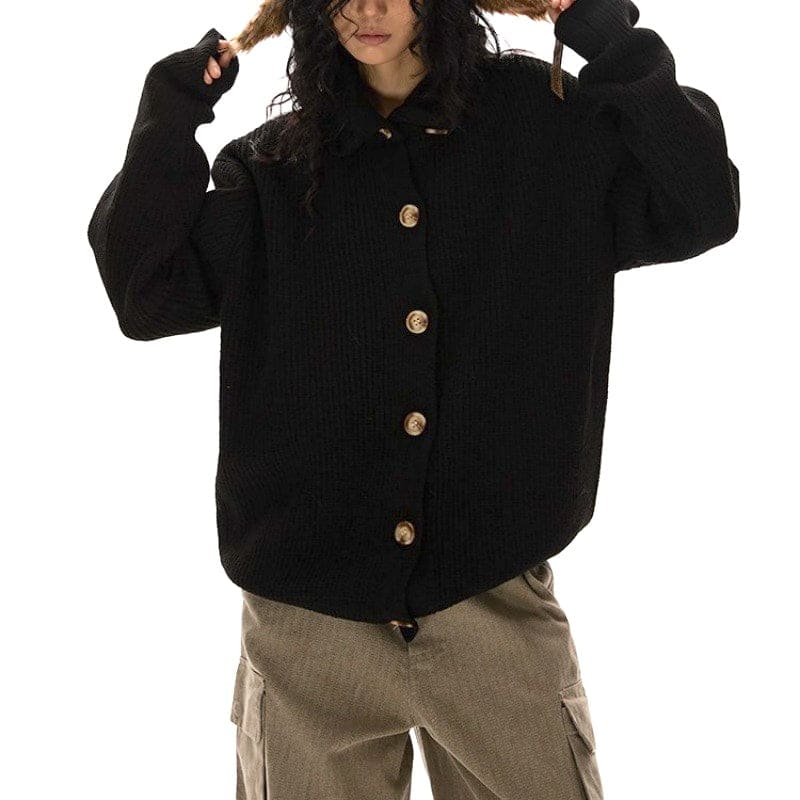 Amanda | Button Front Cardigan With Relaxed Drop Shoulders