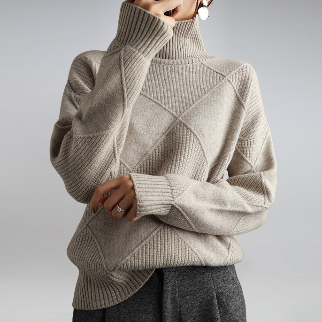 Samantha | Oversized Turtleneck Sweater with Ribbed Detailing and Relaxed Fit