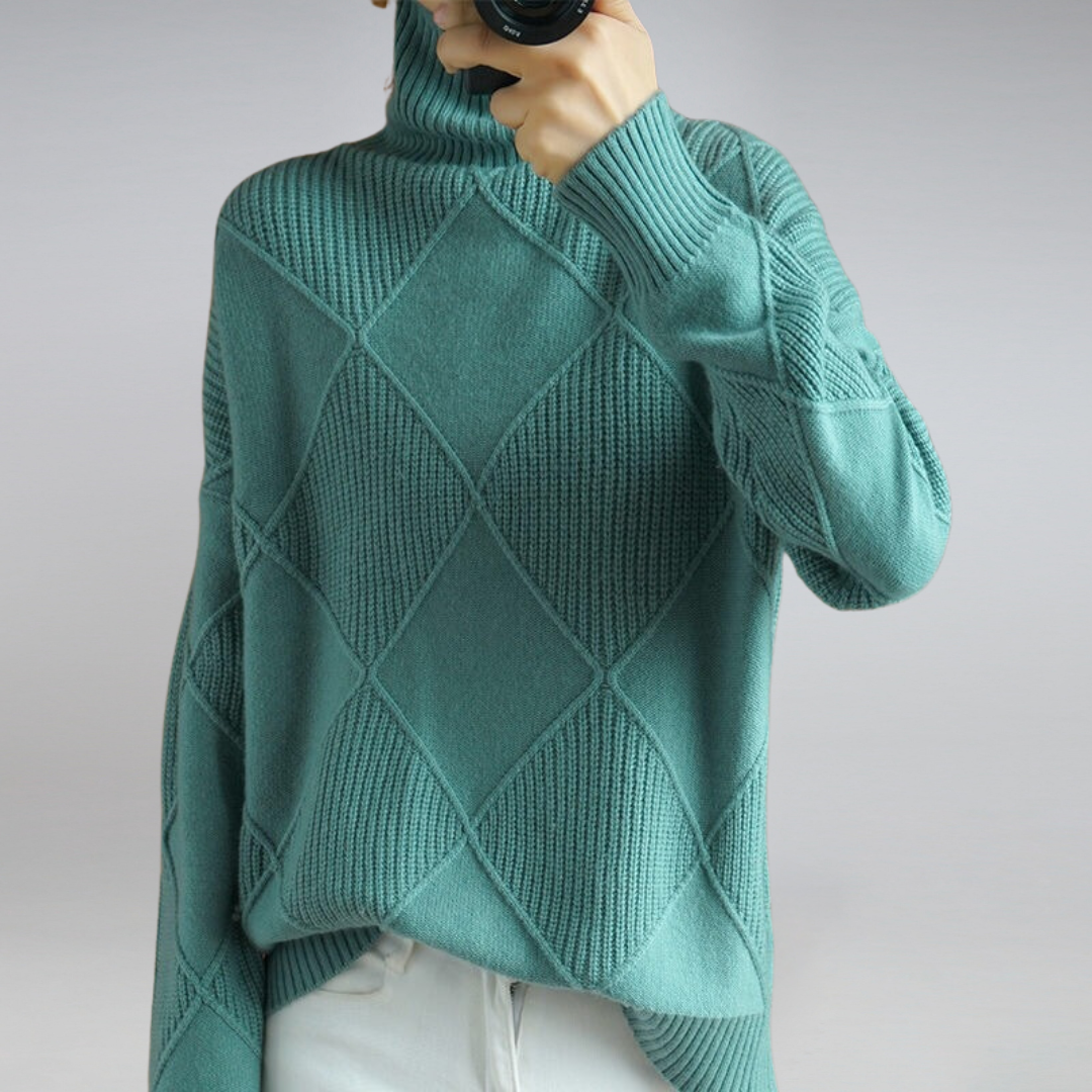 Samantha | Oversized Turtleneck Sweater with Ribbed Detailing and Relaxed Fit