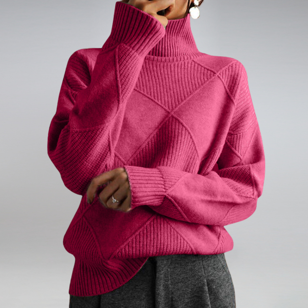 Samantha | Oversized Turtleneck Sweater with Ribbed Detailing and Relaxed Fit