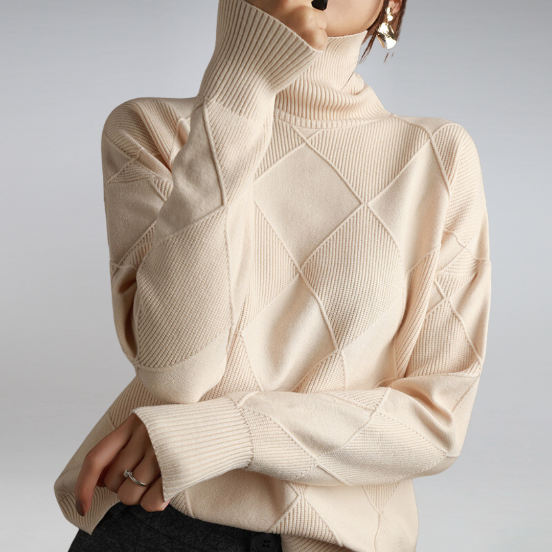 Samantha | Oversized Turtleneck Sweater with Ribbed Detailing and Relaxed Fit