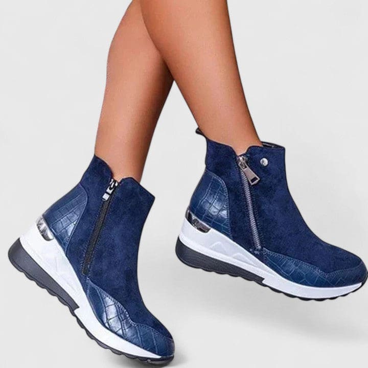 Lauren | Platform Ankle Boots with Sporty Wedge Sole and Side Zip