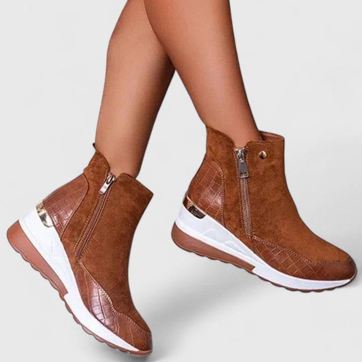 Lauren | Platform Ankle Boots with Sporty Wedge Sole and Side Zip