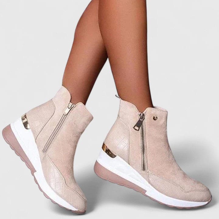 Lauren | Platform Ankle Boots with Sporty Wedge Sole and Side Zip