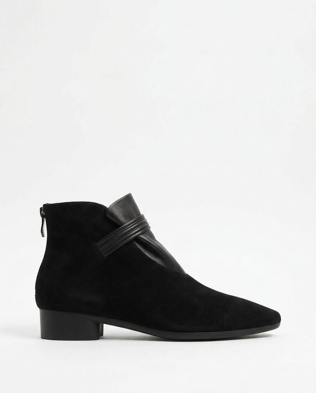 Margaret | Pointed Toe Ankle Boots with Low Block Heel and Strap Detail