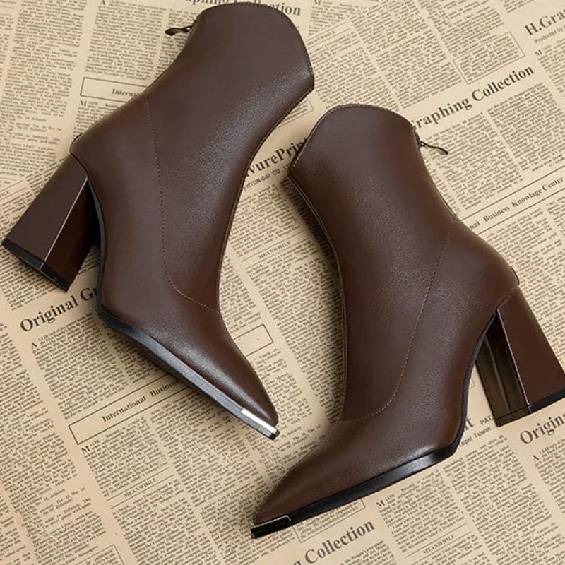 Lily | Pointed Toe Chelsea Boots with Chrome Accent Detail