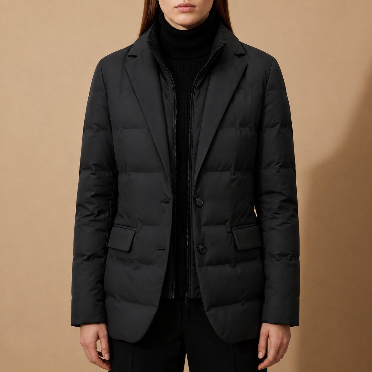 Isla | Quilted Puffer Blazer with Tailored Collar and Double-Breasted Front