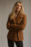 Kelly | quilted wrap jacket with belted waist and diamond pattern