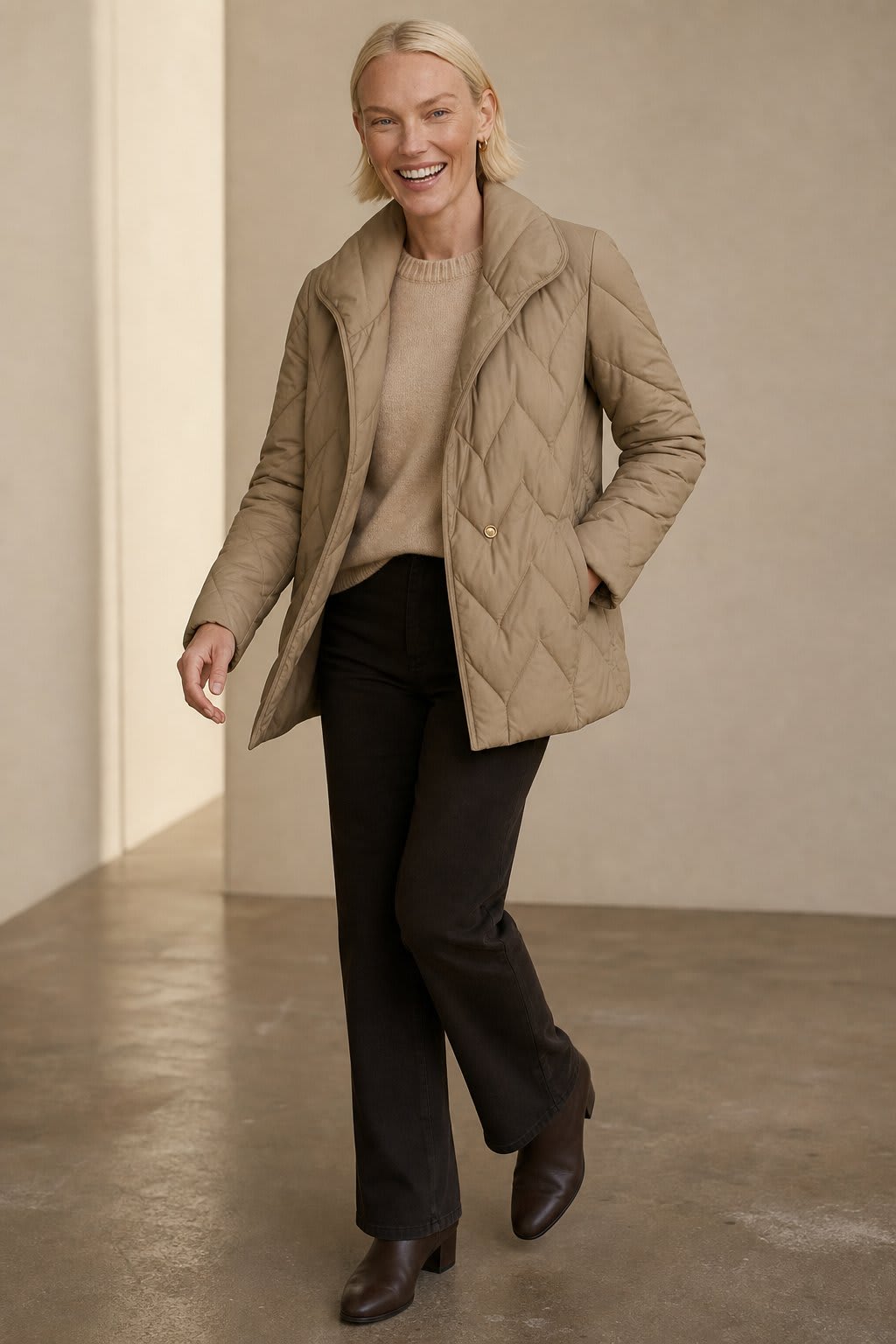 Kelly | quilted wrap jacket with belted waist and diamond pattern