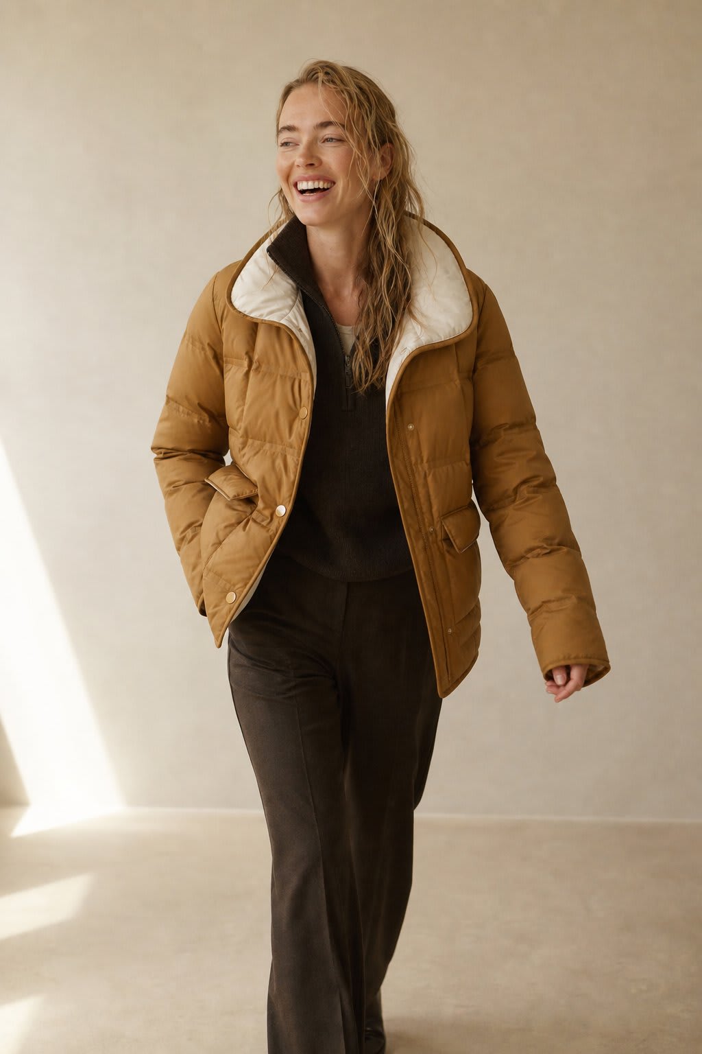 Yvonne | reversible quilted jacket with snap button closure