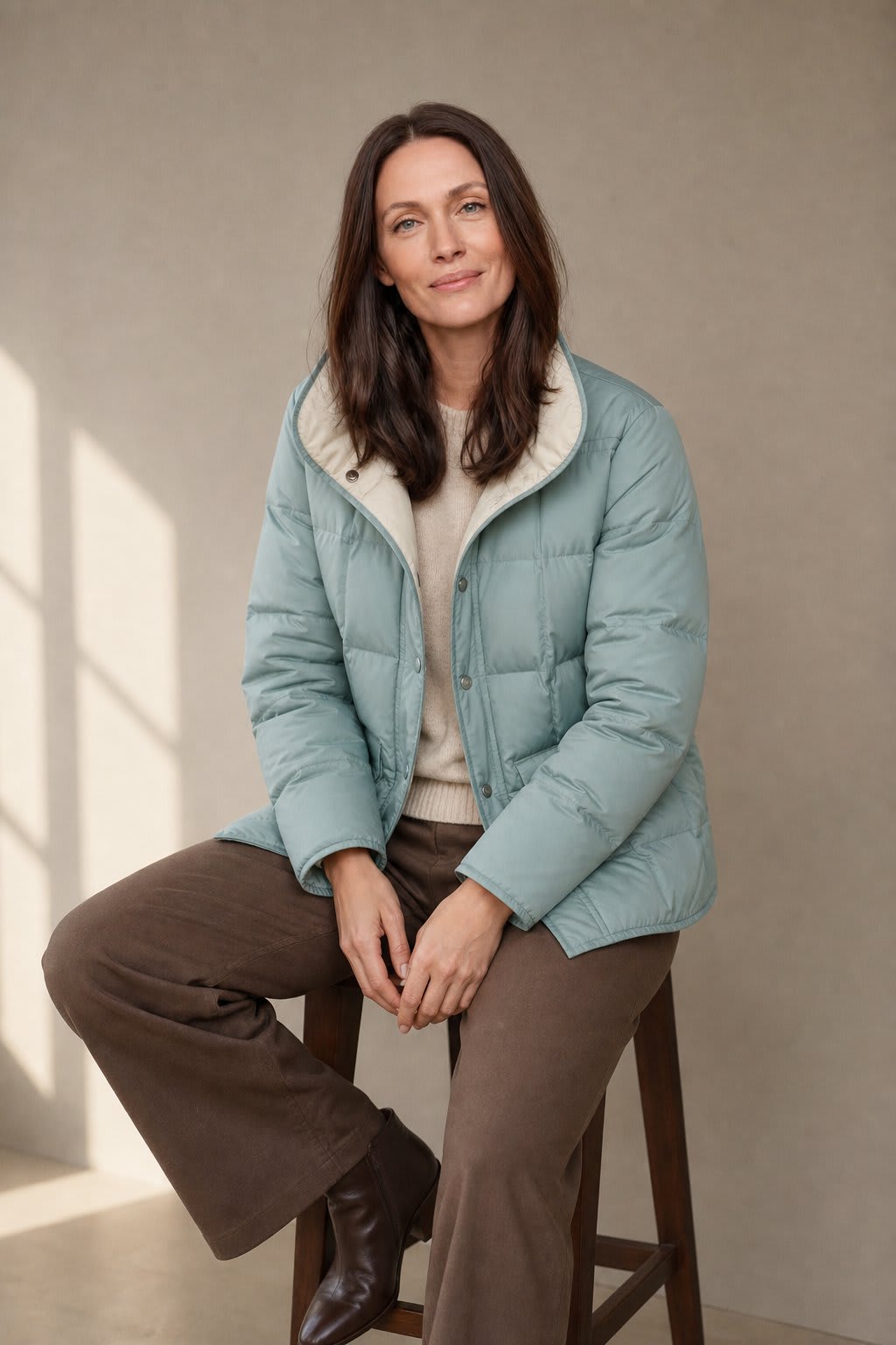 Yvonne | reversible quilted jacket with snap button closure