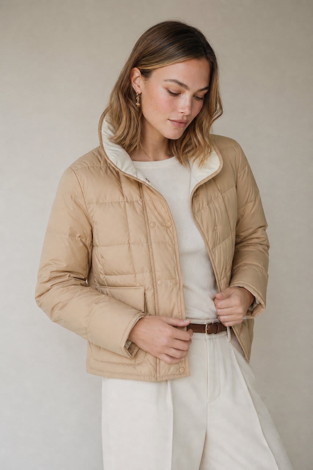 Yvonne | reversible quilted jacket with snap button closure