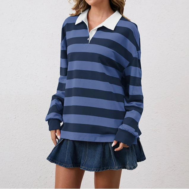 Victoria | Rugby Shirt With Relaxed Fit And Bold Wide Stripes