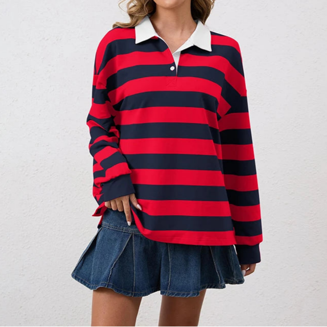 Victoria | Rugby Shirt With Relaxed Fit And Bold Wide Stripes