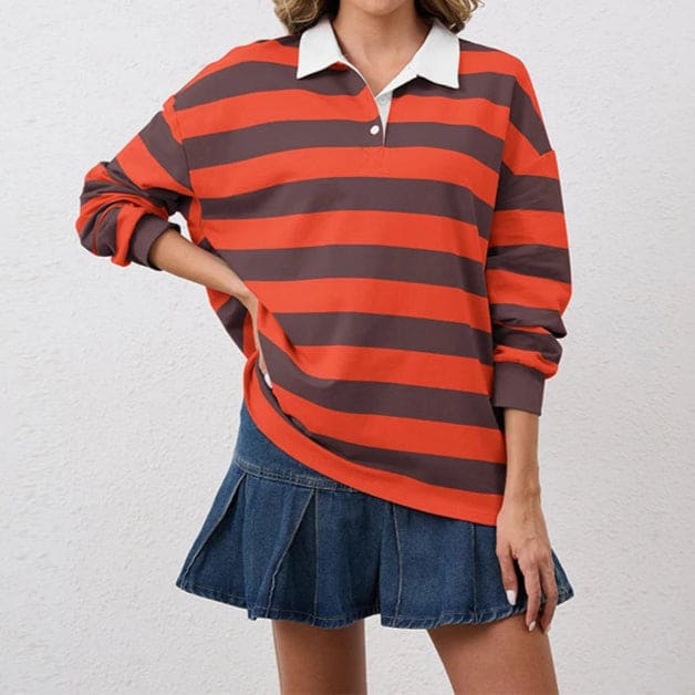 Victoria | Rugby Shirt With Relaxed Fit And Bold Wide Stripes
