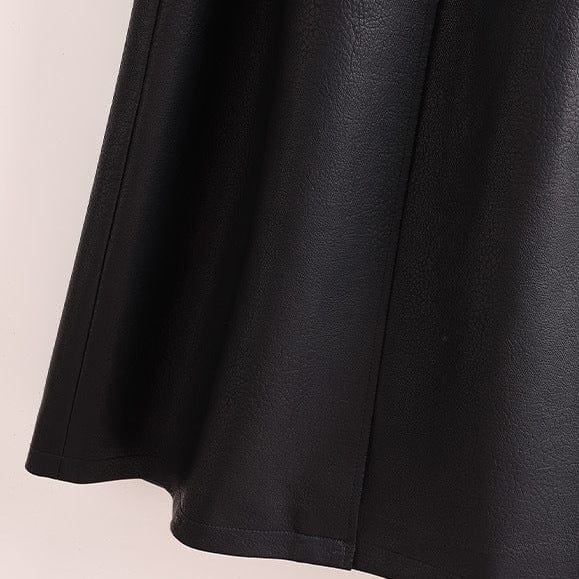 Black long trench coat with leopard print lapels, a belted waist, and cuffed sleeves shown on a hanger._4