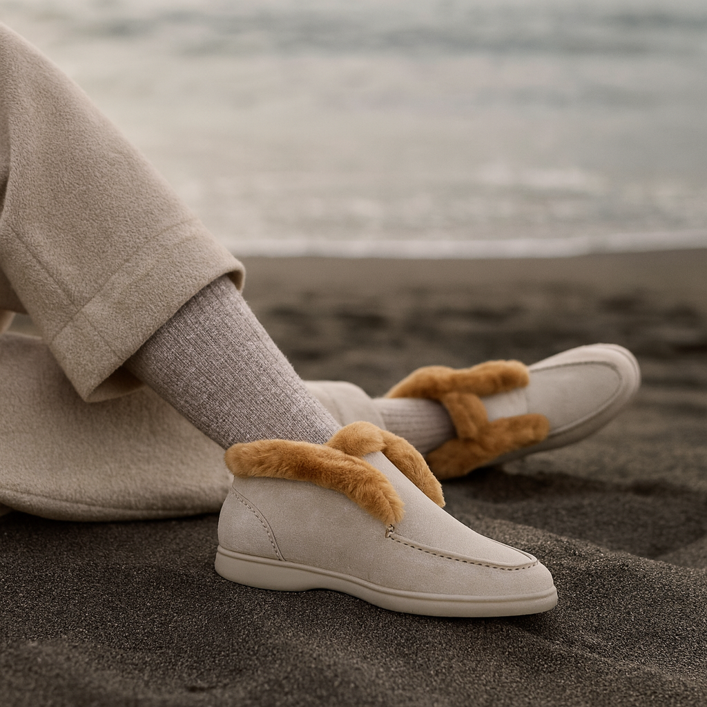 Sophia | Shearling Lined Loafer Boots with Slip On Design