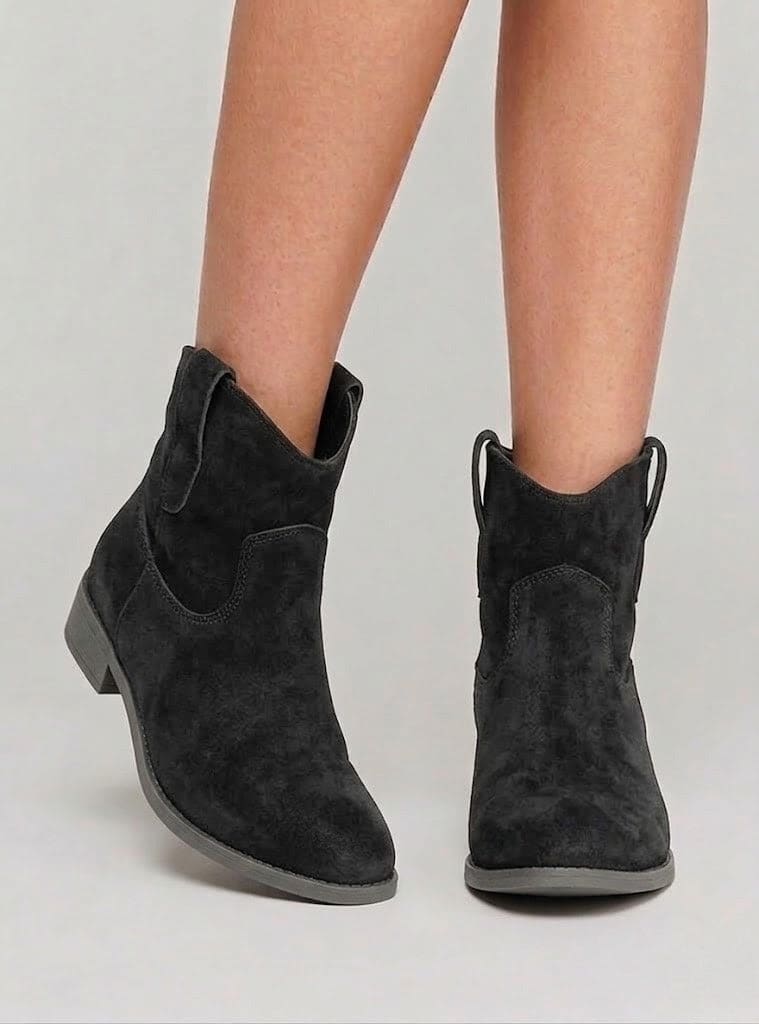 Caroline | Slouch Ankle Boots with Pull Tabs and Low Block Heel