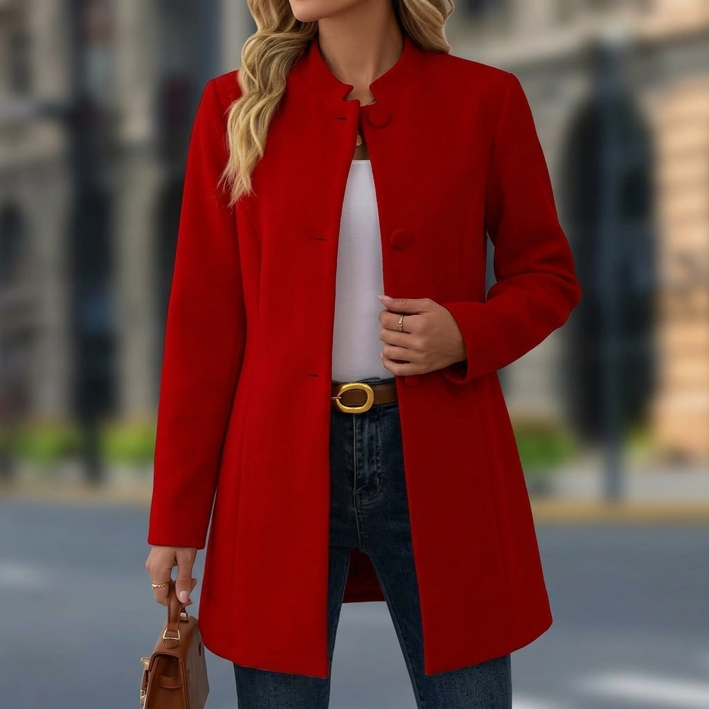 Samantha | Stand Collar Blazer with Button Front Closure and Tailored Silhouette