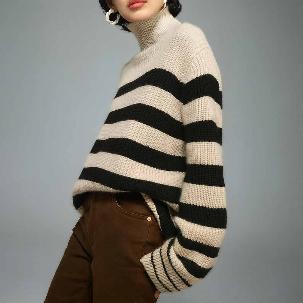 Ella | Turtleneck Sweater With a Relaxed Fit and Bold Stripes