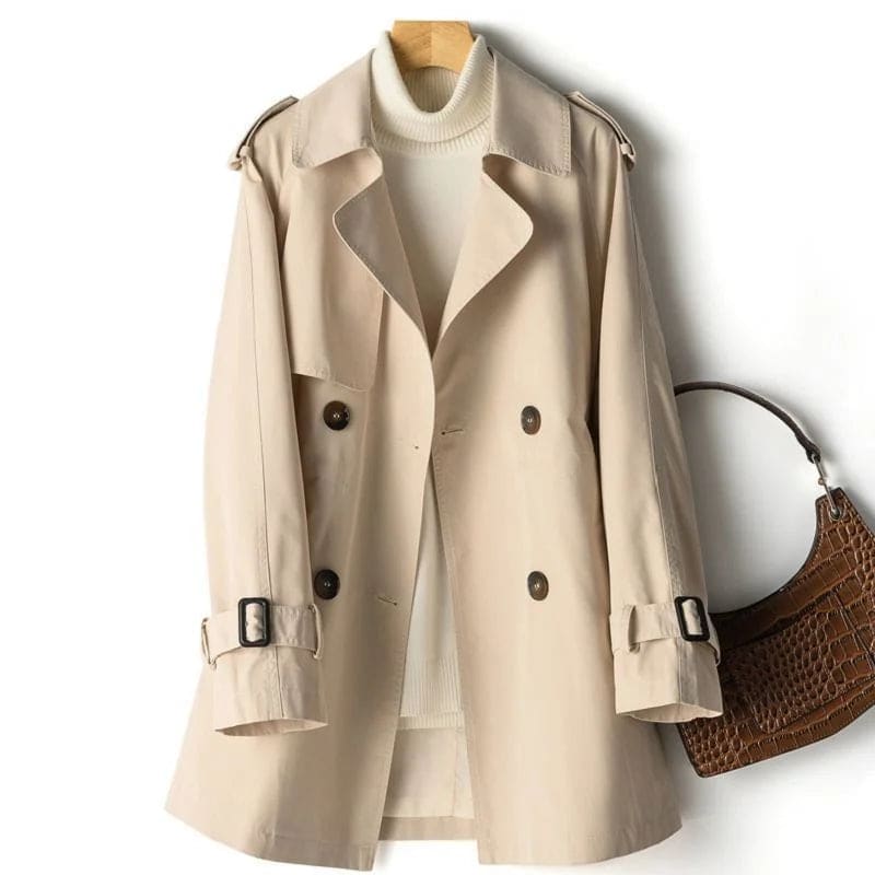 Deborah | Trench Coat With Double Breasted Front And Adjustable Belted Cuffs