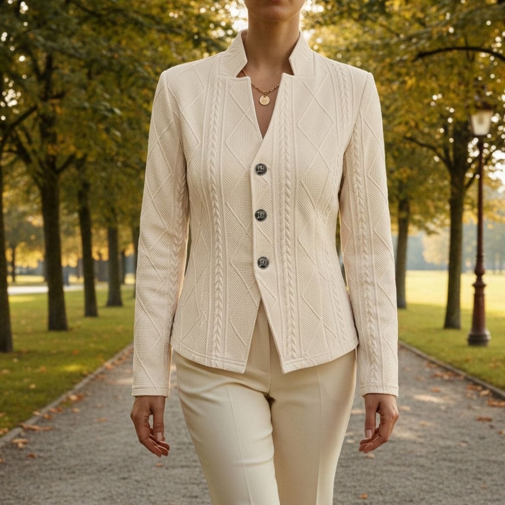 Sophia | Textured Blazer with Notched Lapels and Button Front Closure