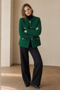 Alison | textured short jacket with gold button details and tailored silhouette