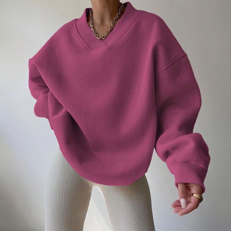 Ruby | Oversized v-neck drop shoulder sweatshirt in soft pink