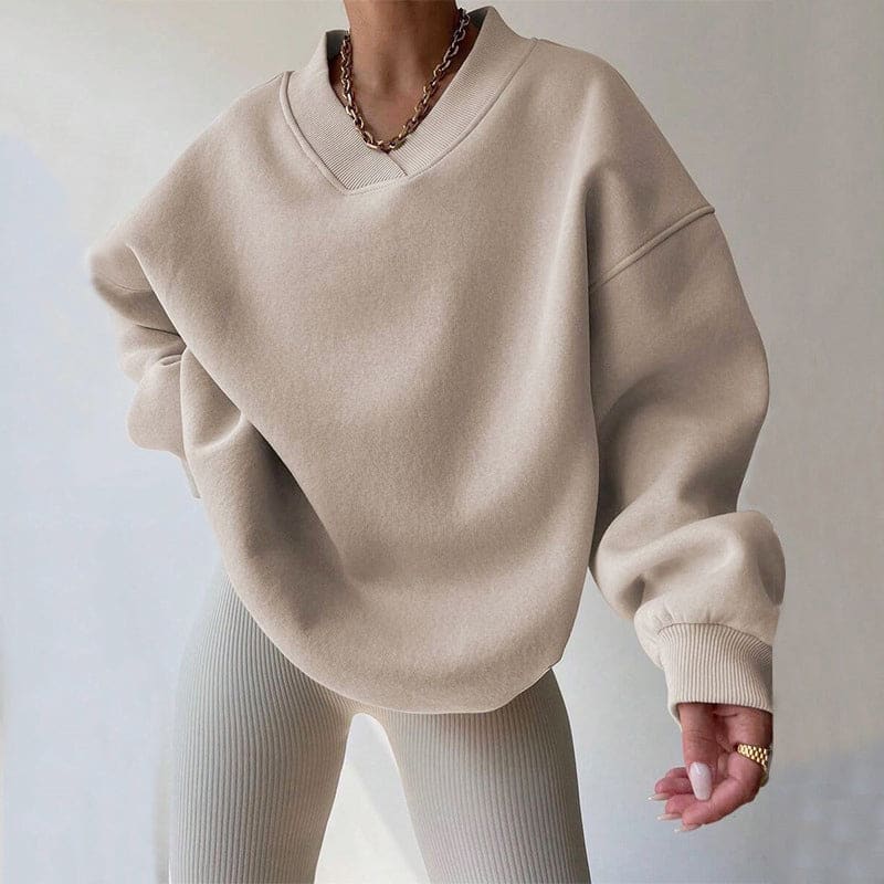 Ruby | Oversized v-neck drop shoulder sweatshirt in soft pink