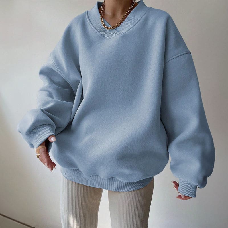Ruby | Oversized v-neck drop shoulder sweatshirt in soft pink