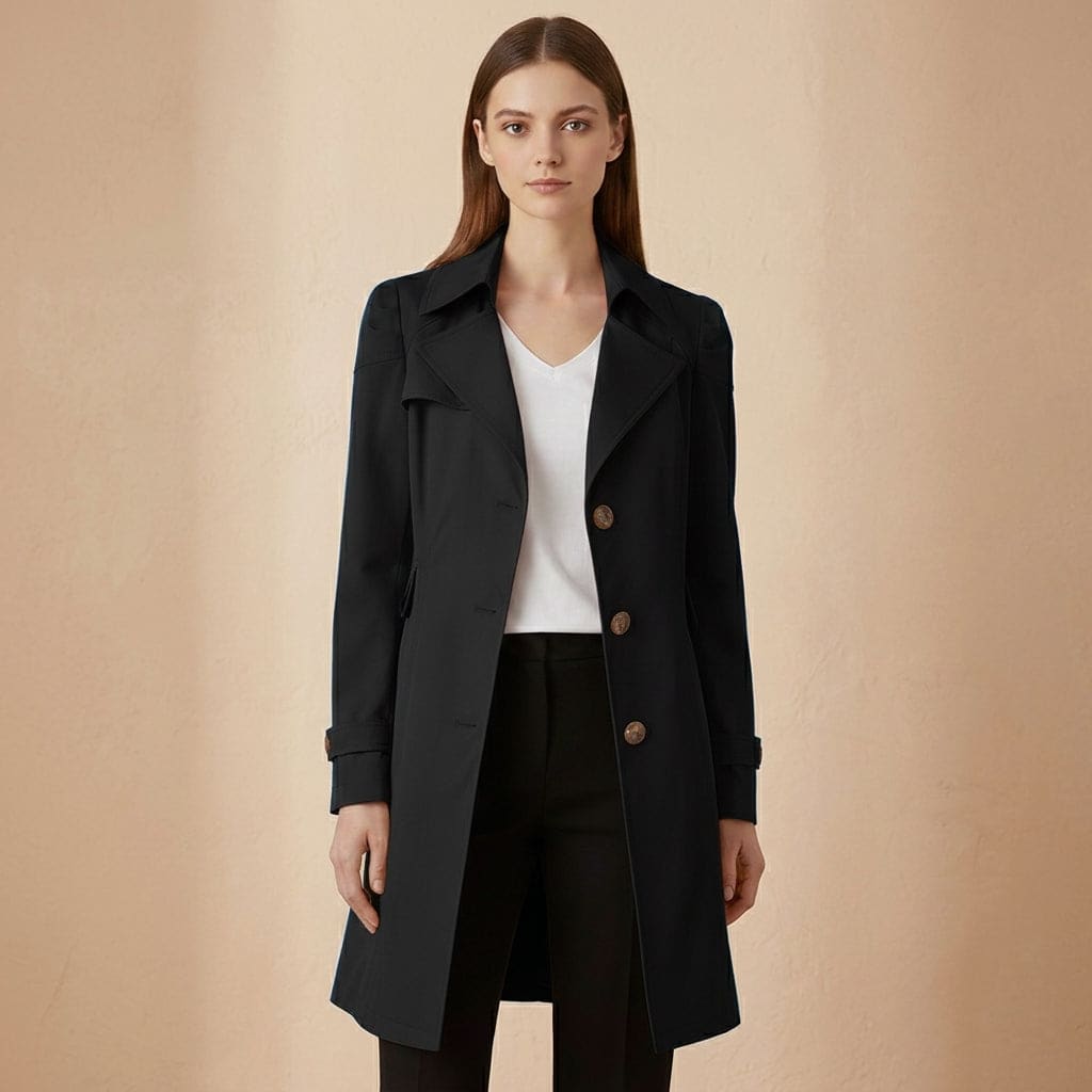 Fiona | Trench Coat with Structured Collar and Button Front