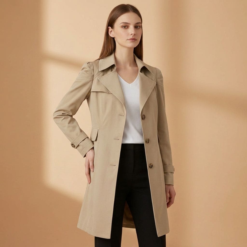 Fiona | Trench Coat with Structured Collar and Button Front