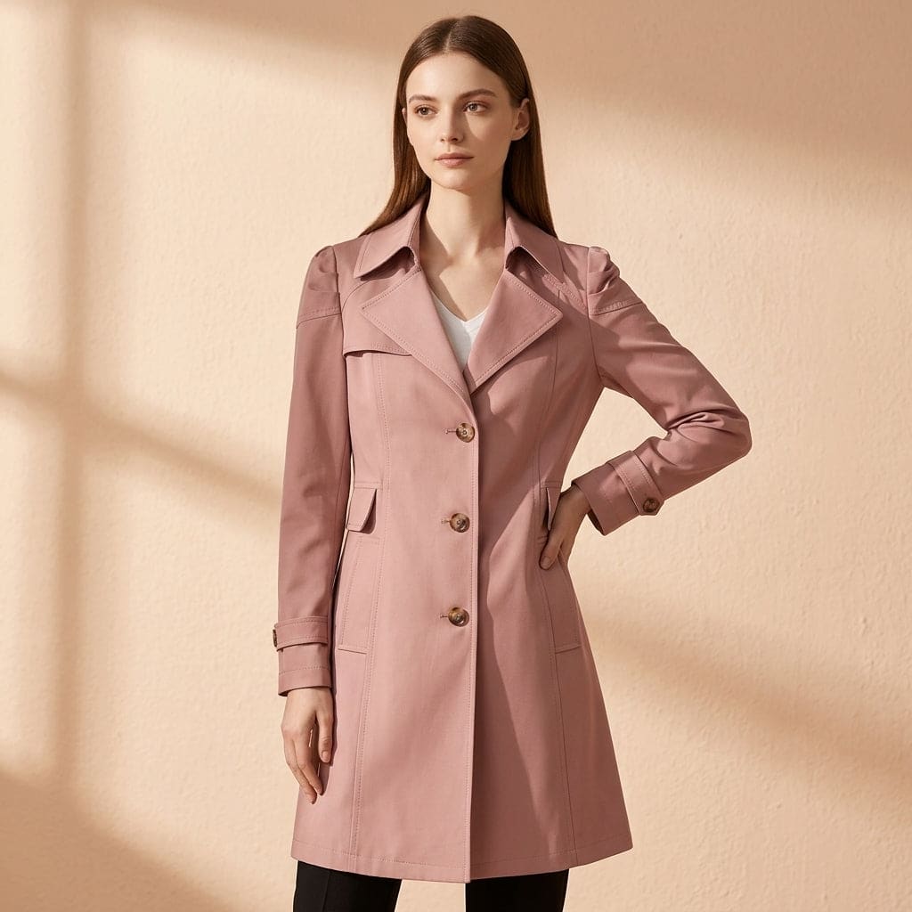 Fiona | Trench Coat with Structured Collar and Button Front
