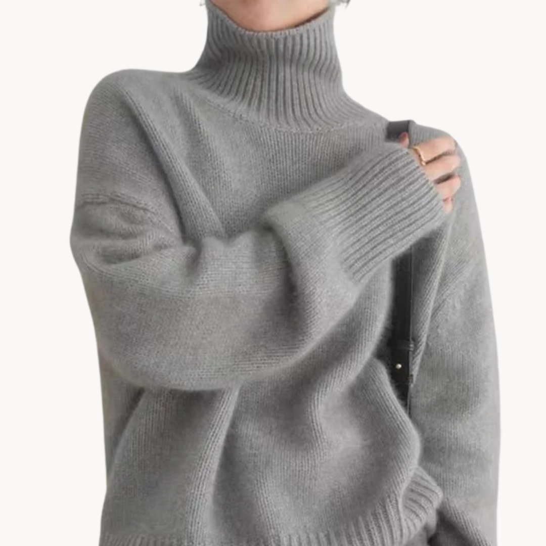 Lucy | Turtleneck Sweater with Relaxed Fit and Ribbed Detailing