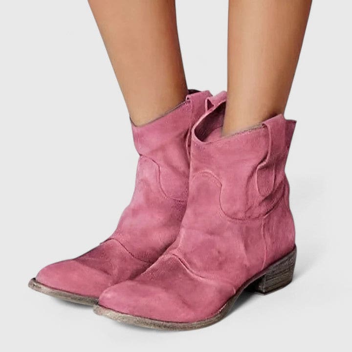 Diane | Western Ankle Boots with Slouchy Silhouette and Low Stacked Heel