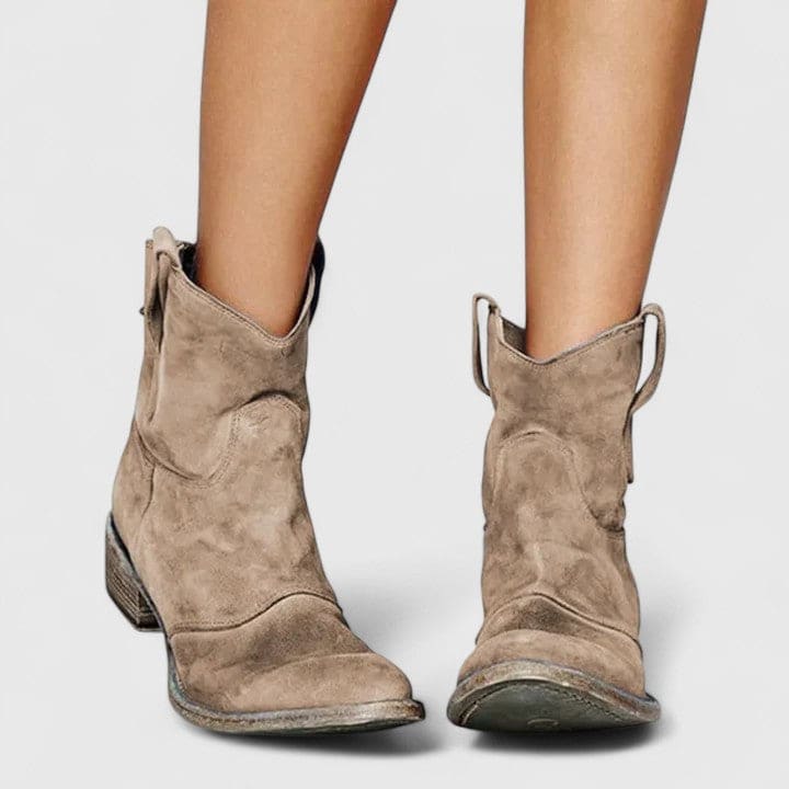 Diane | Western Ankle Boots with Slouchy Silhouette and Low Stacked Heel