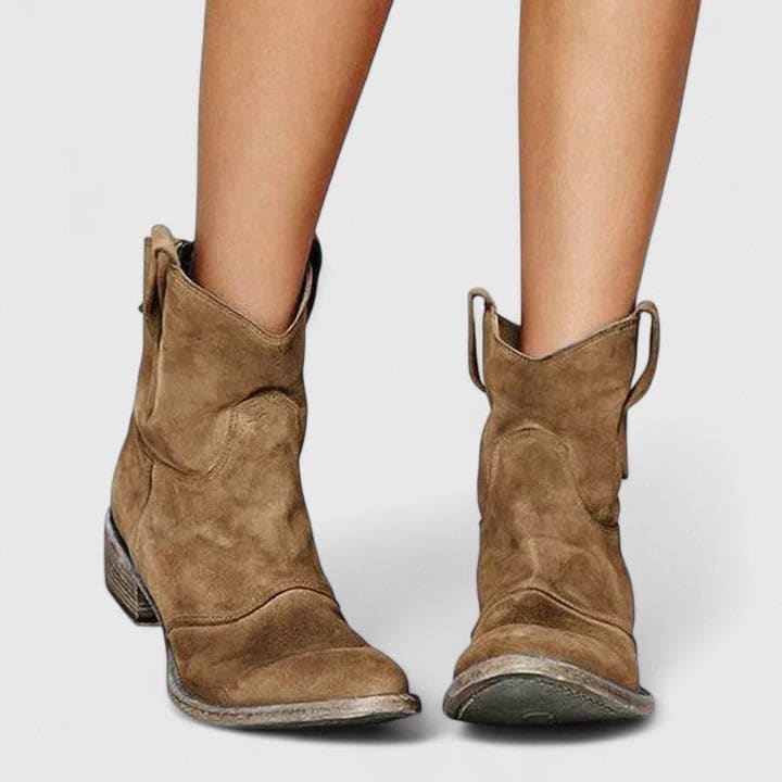 Diane | Western Ankle Boots with Slouchy Silhouette and Low Stacked Heel