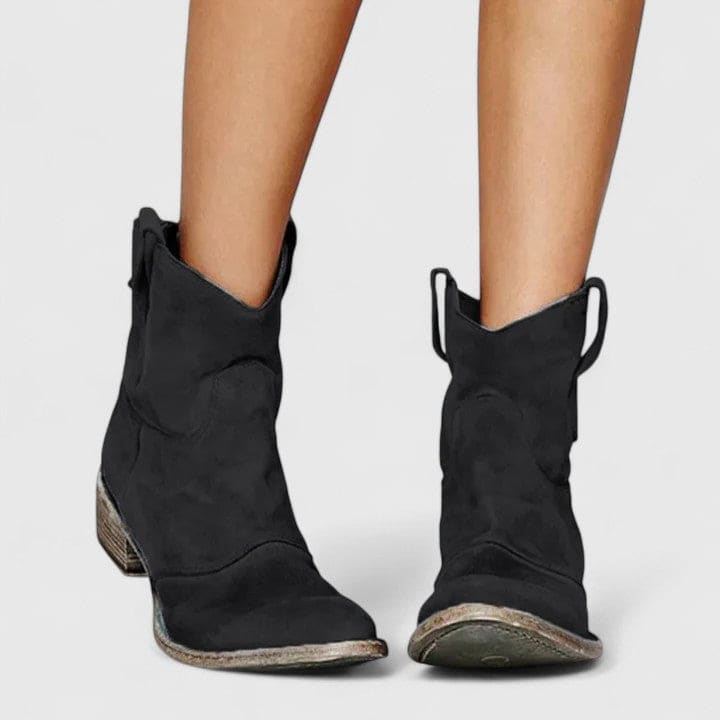 Diane | Western Ankle Boots with Slouchy Silhouette and Low Stacked Heel